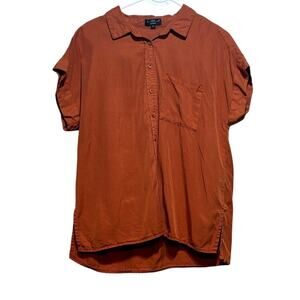 Velvet Heart Women's Burnt Orange Button Short Sleeve Top Size M